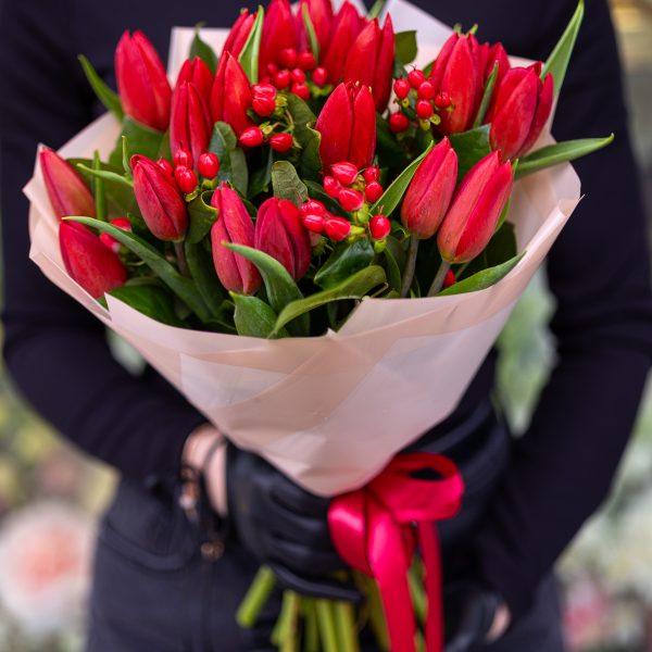 Buchet 21 lalele rosii